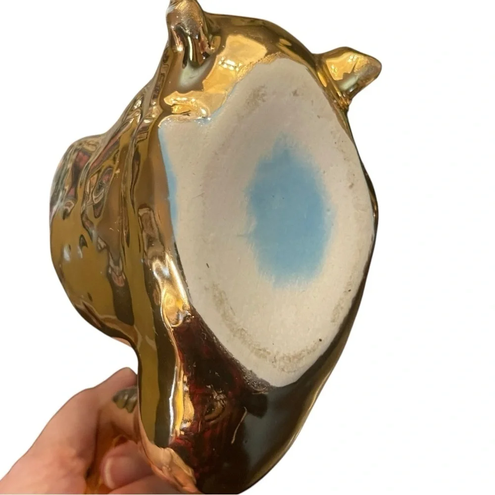 1950s Vintage Gold & Aqua Swan Jewelry Holder Planter Vase MCM Retro